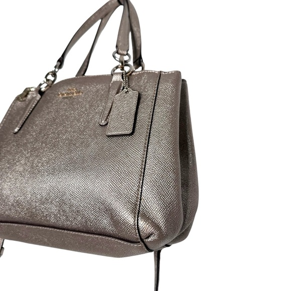 Coach Mini Christie Carryall Satchel in Crossgrain Gold Metallic Leather F23337 - Picture 3 of 16